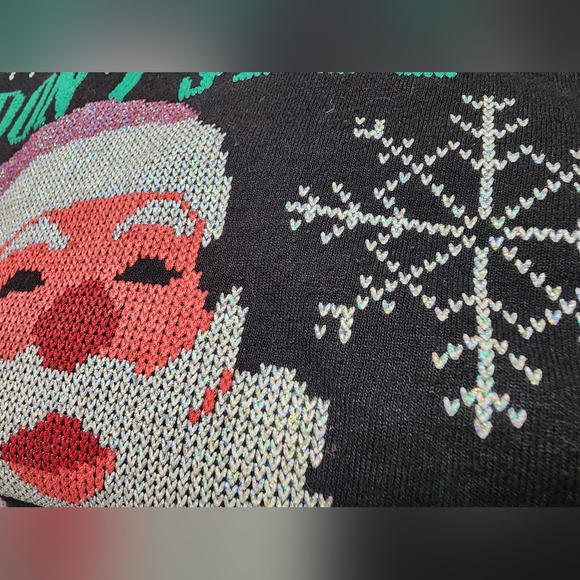 Santa Christmas Sweatshirt Large Don't Stop Believing Shimmer Holiday Xmas C130Z - Picture 3 of 5